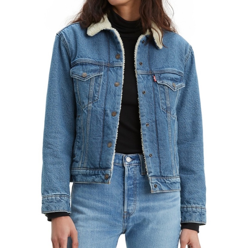 Levi’s Denim Ex-Boyfriend Sherpa Trucker Jean Jacket new w/ tags